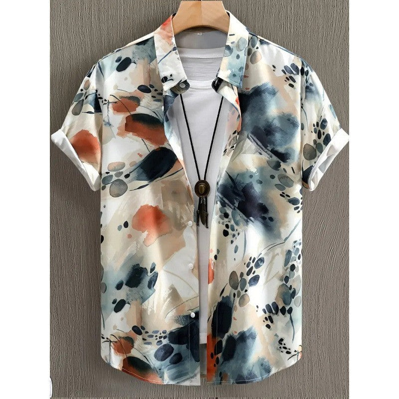 Chemise Homme Imprimée à Manches Courtes et Coupe Large