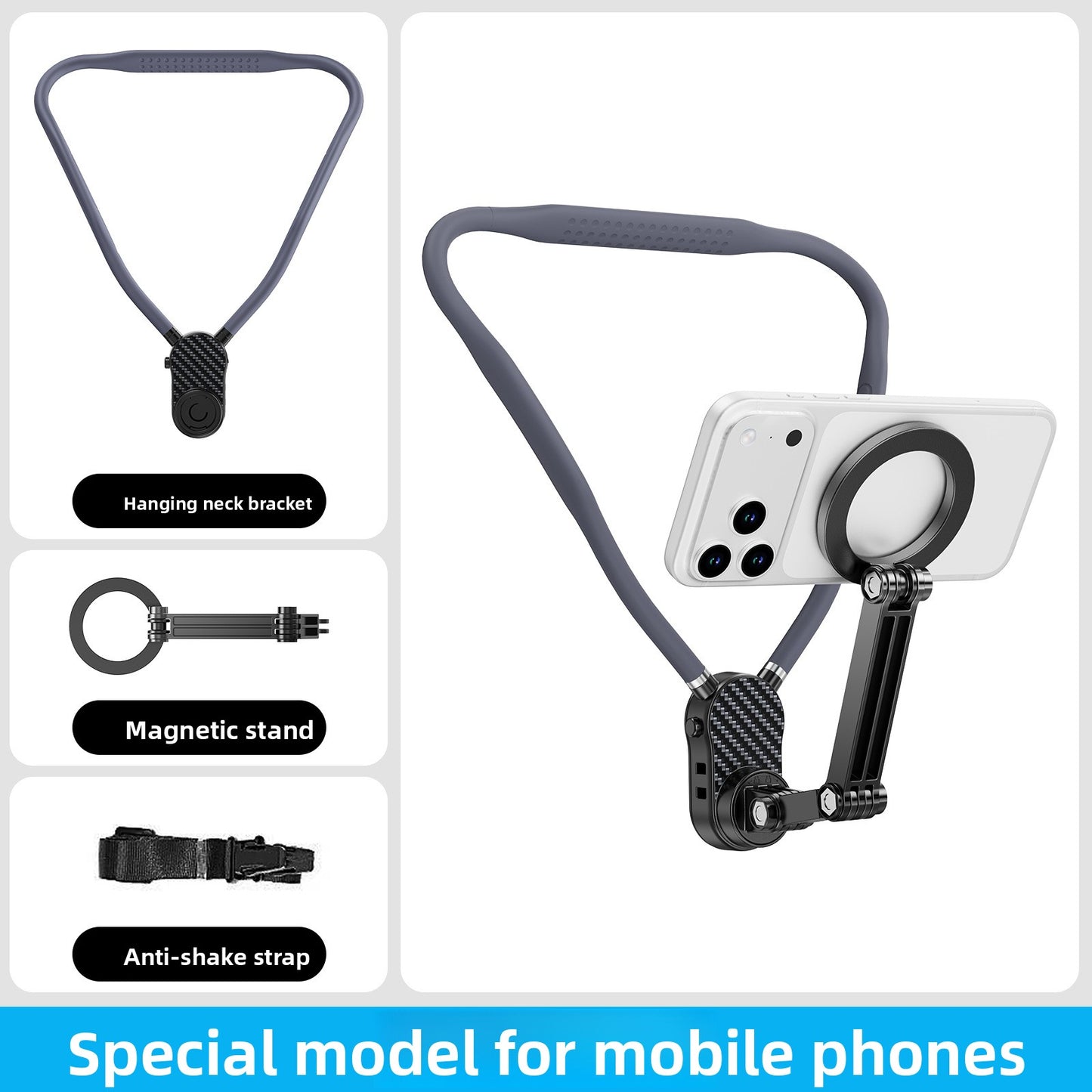 Support magnétique pour cou pour caméra d’action et téléphone