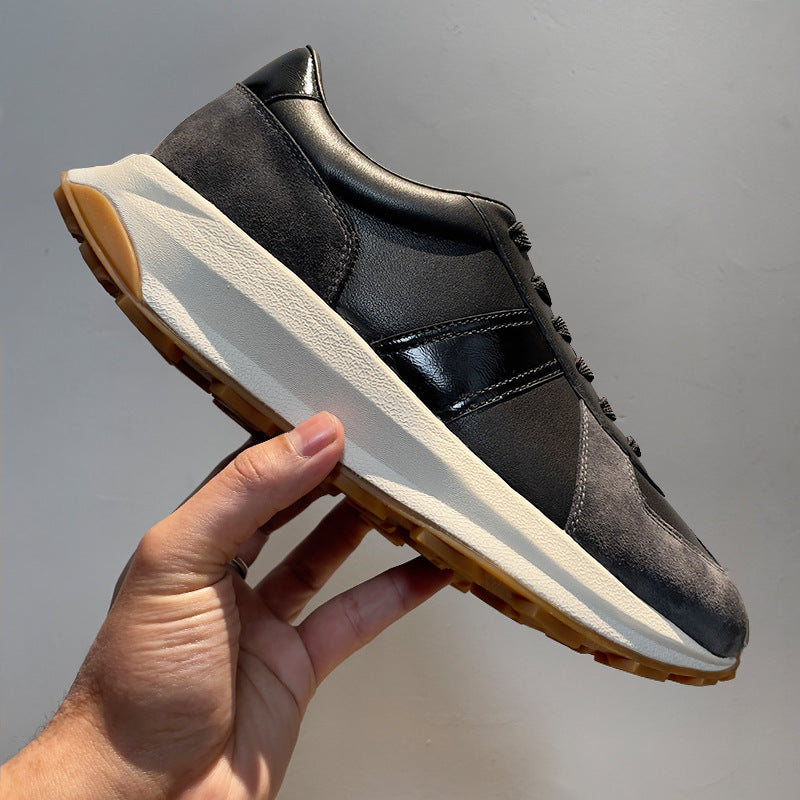 Chaussures de sport décontractées en cuir véritable pour hommes