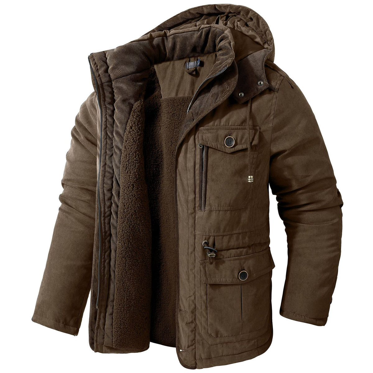 Veste en coton à capuche pour homme avec poches multiples