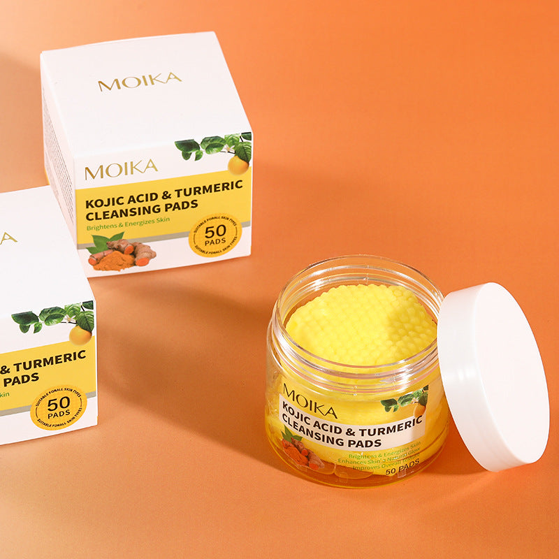 Disques de coton nettoyants à l'acide de curcuma