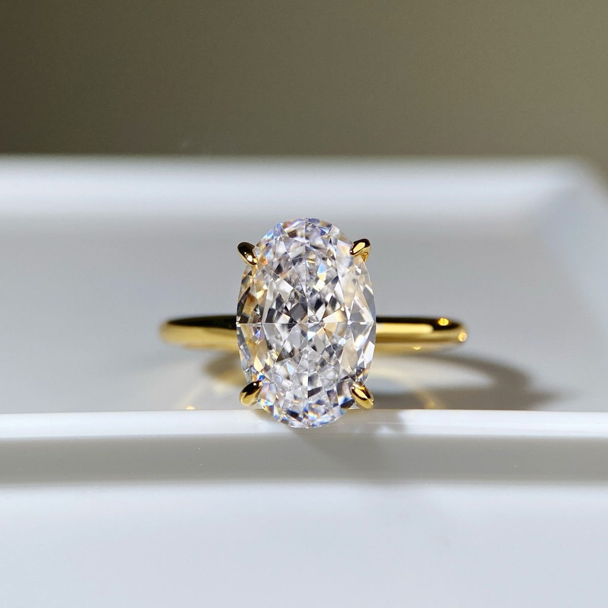 Bague en argent sterling S925 avec diamant et plaquage or