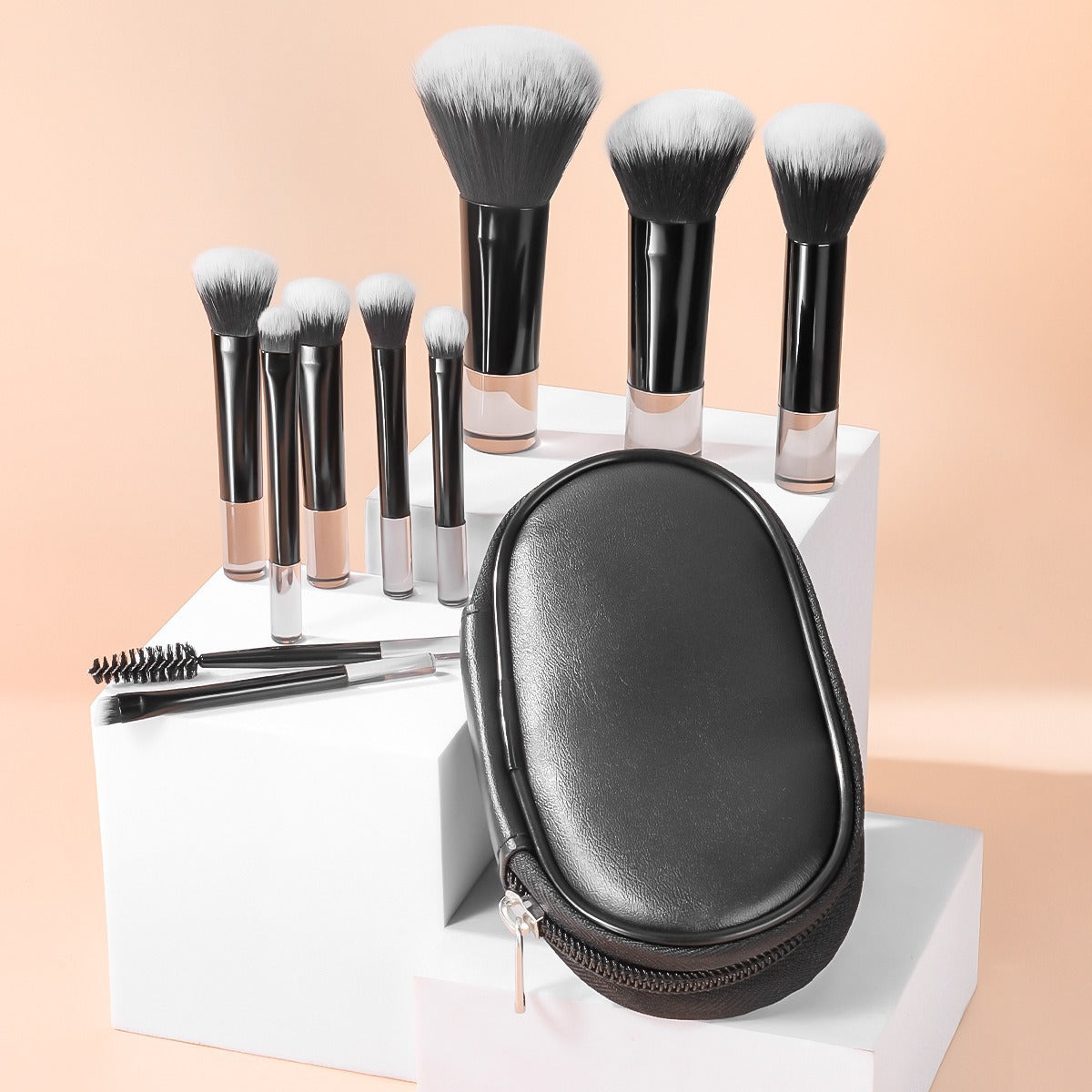 Mini pinceaux de maquillage avec étui à pinceaux