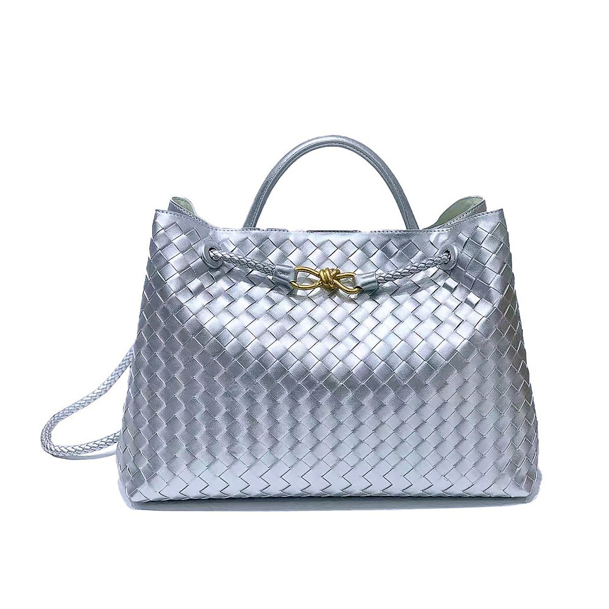 Sac fourre-tout tissé avec boucle en corde métallique