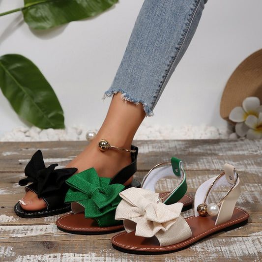Chaussures :Sandales plates pour femmes avec motif floral