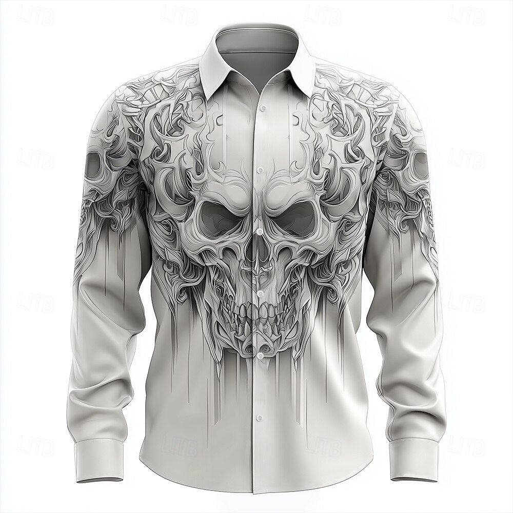 Chemise décontractée imprimée gothique, coupe ample, manches courtes