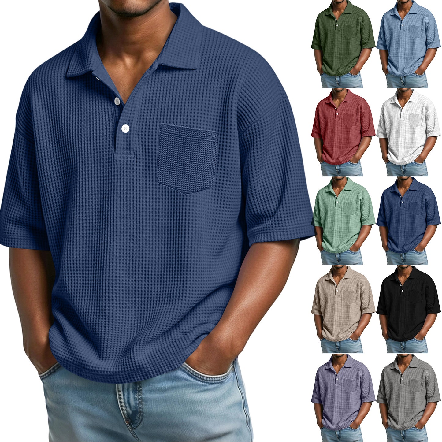 Polo en maille gaufrée pour homme