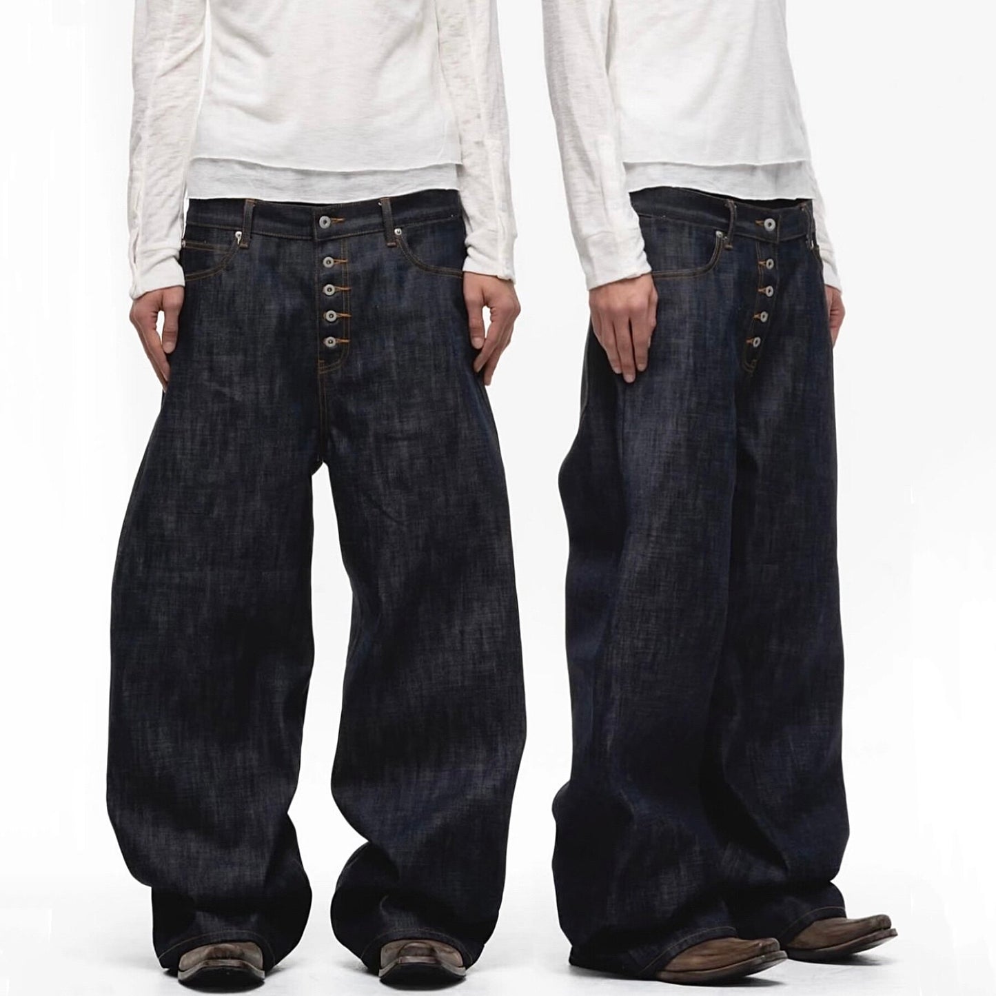 Jean 3D courbé sur mesure, ample pour hommes