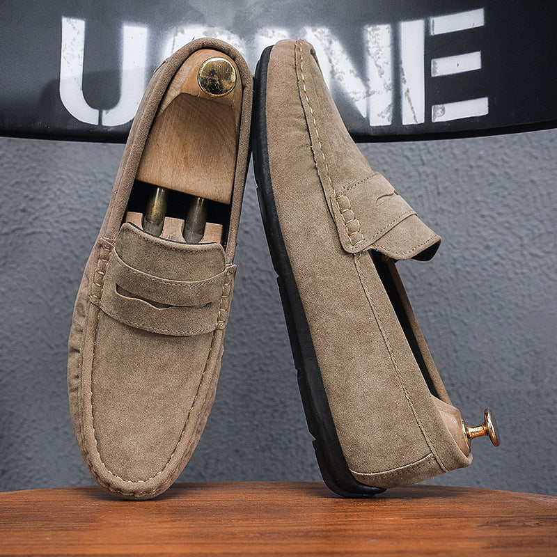 Chaussures décontractées en daim style britannique pour hommes à enfiler
