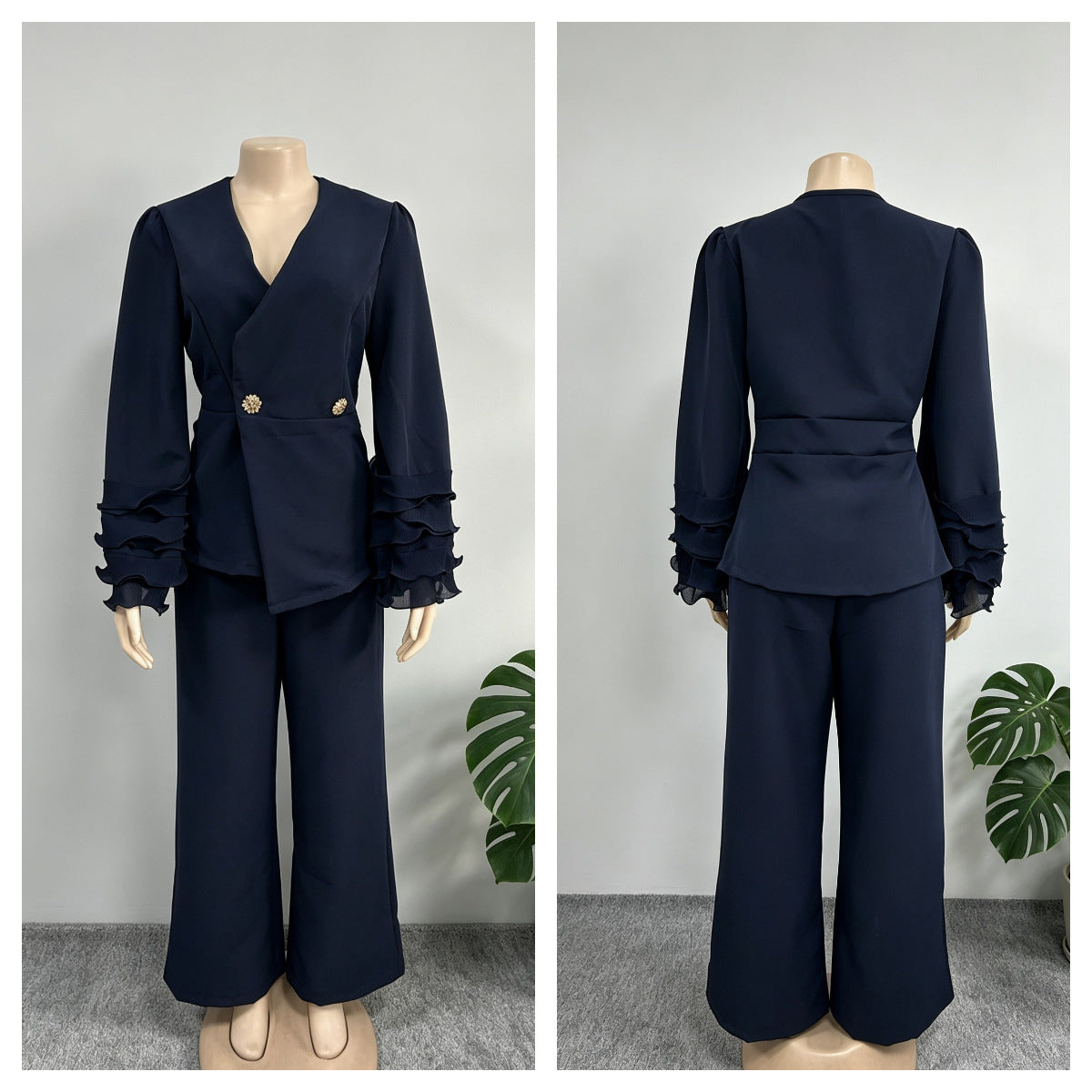 Habit :Tailleur de cérémonie pour femme avec ornement en dentelle