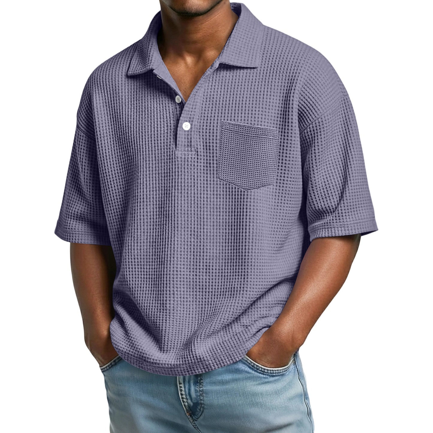 Polo en maille gaufrée pour homme