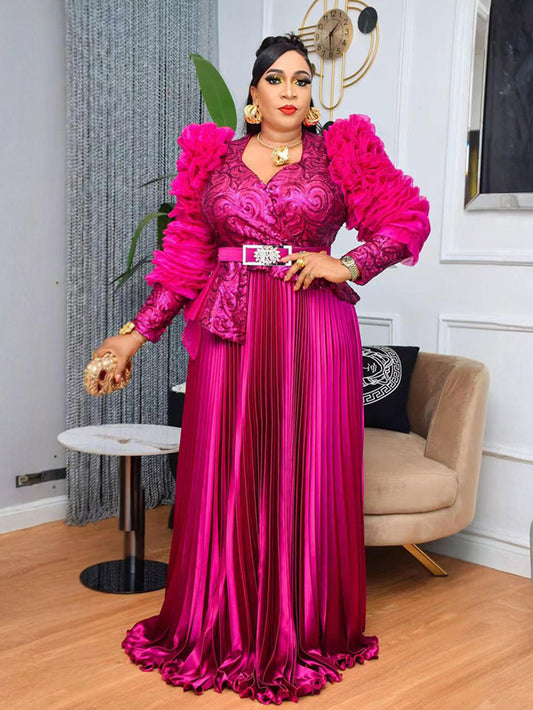 Habit :Robe de soirée taille haute à strass et paillettes