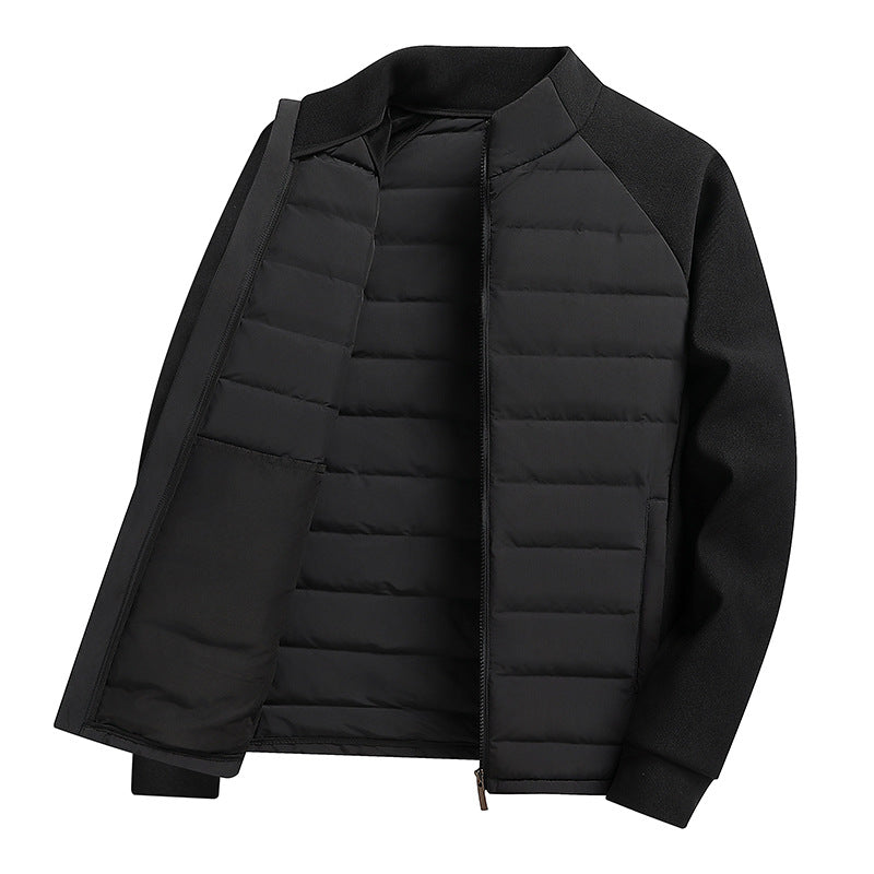 Veste matelassée pour homme avec col montant en tricot et empiècement soudé