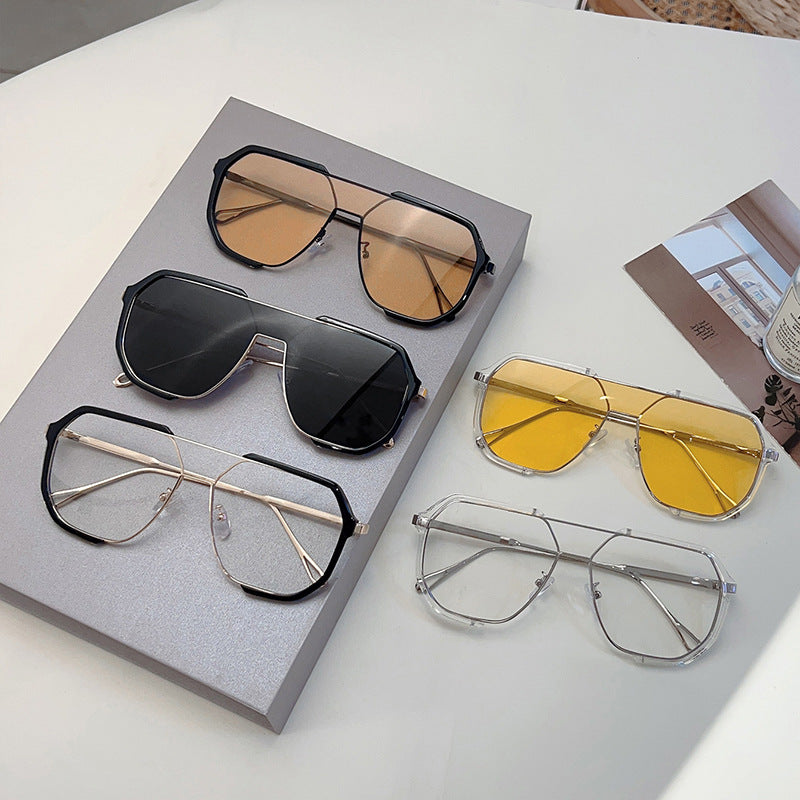 Lunettes de soleil carrées à monture métallique Fashion Protection UV400