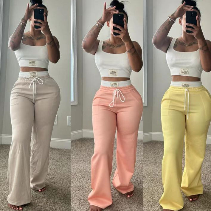 Ensemble gilet et pantalon à taille double, coupe large et bloc de couleurs
