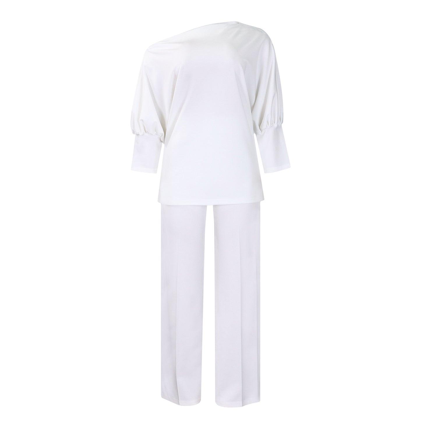 Habit :Ensemble pour femme : haut uni à col en V et pantalon large