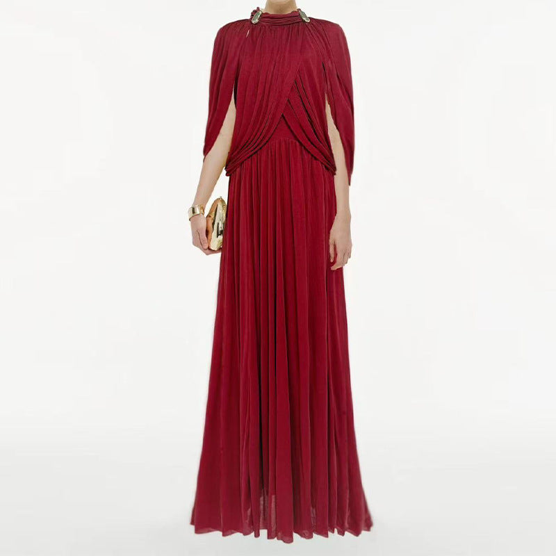 Robe longue en chiffon plissée élégante
