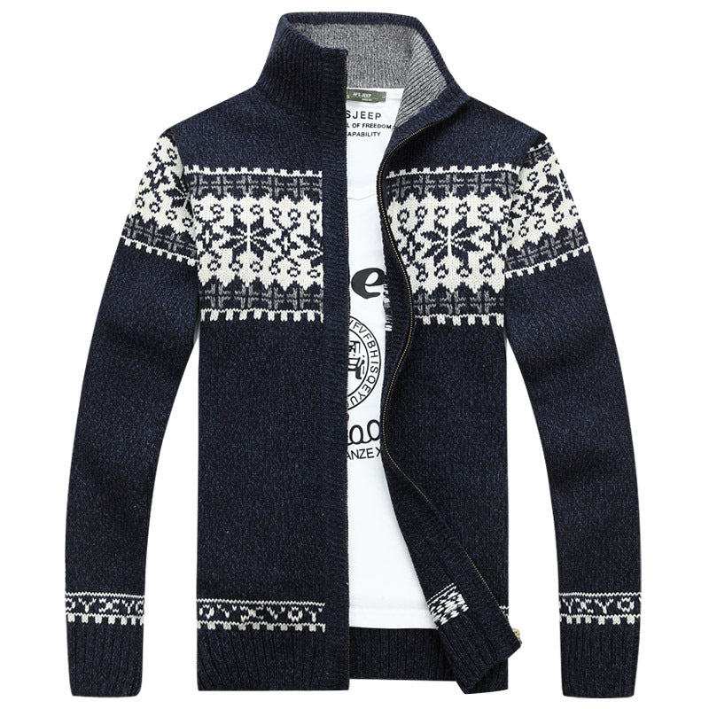 Cardigan zippé homme à col montant tricoté