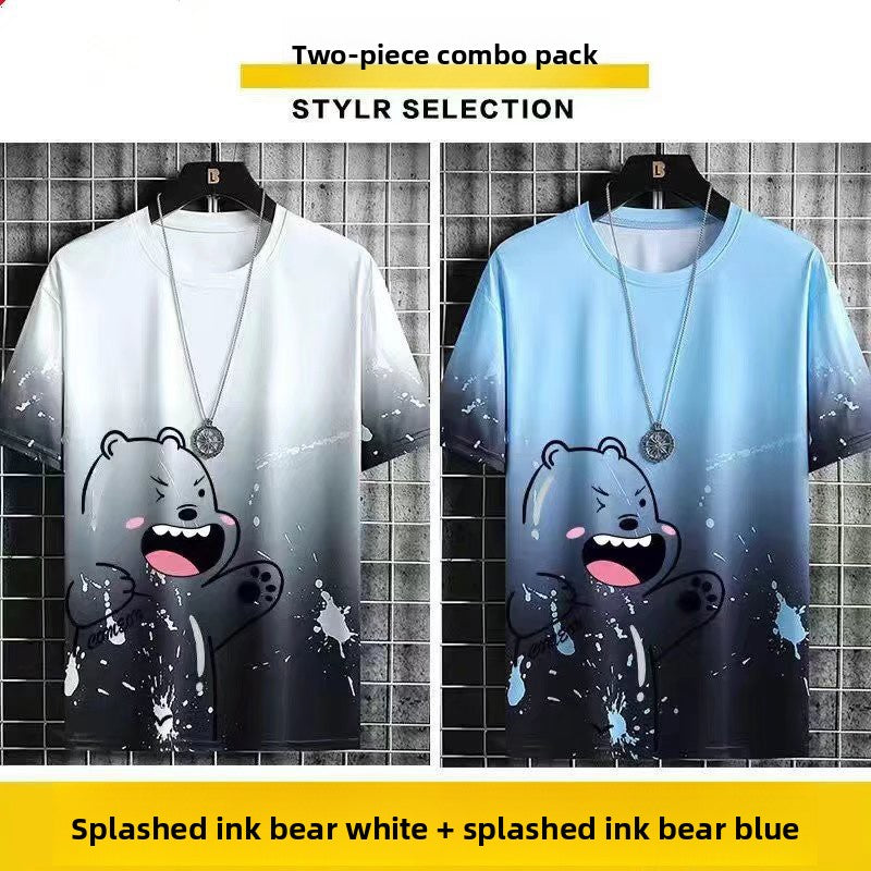 T-shirt à manches courtes en soie glacée pour hommes