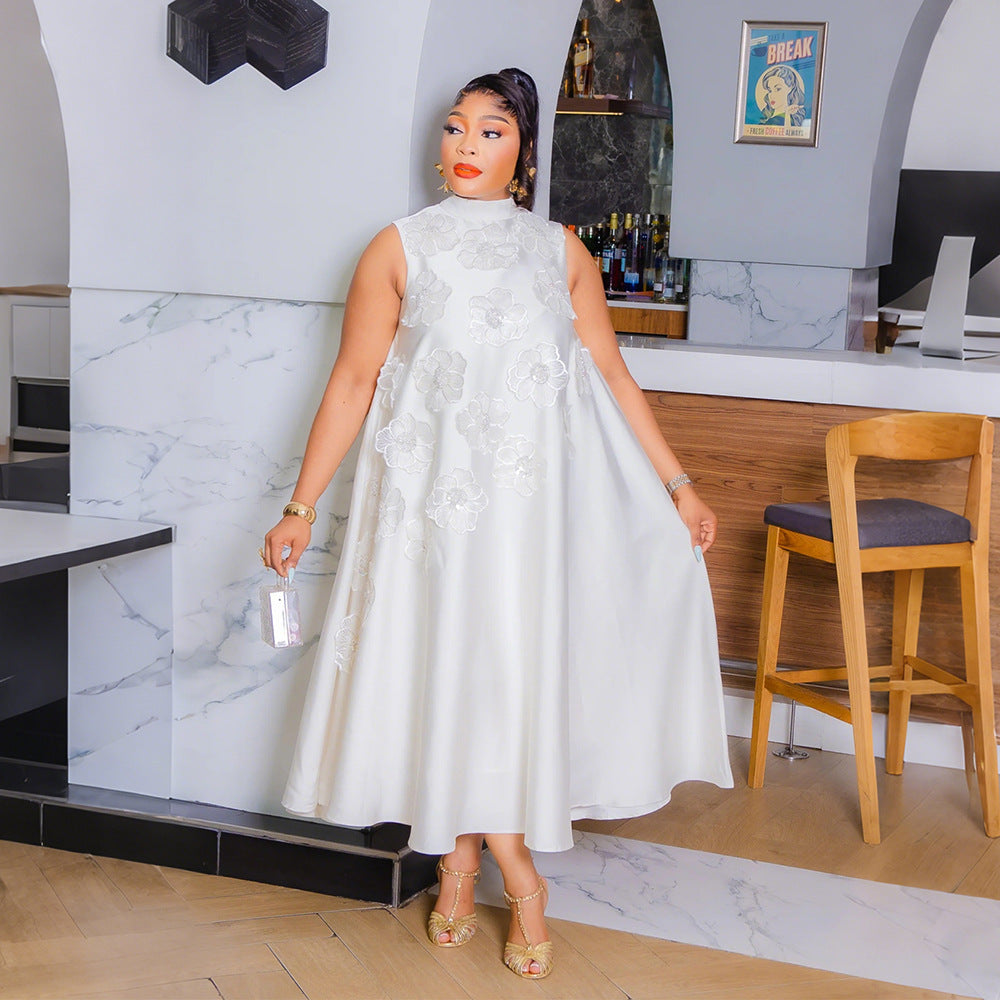 Habit :Robe longue ample sans manches à col rond pour femme
