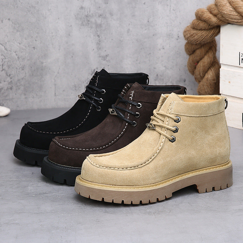 Bottes rétro pour hommes Martin en cuir véritable à plateforme