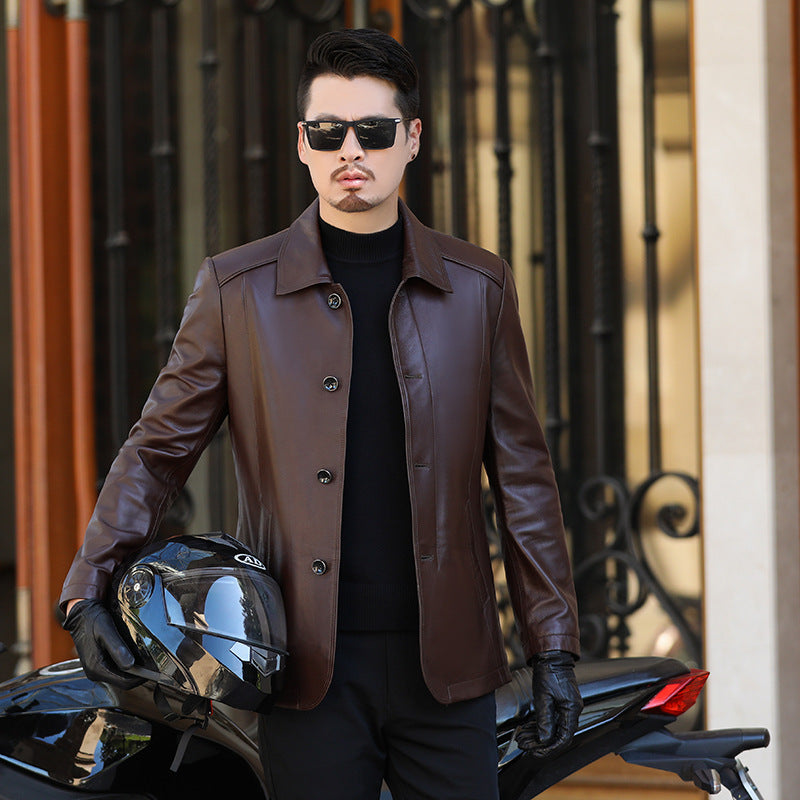 Veste en cuir d'agneau véritable pour homme