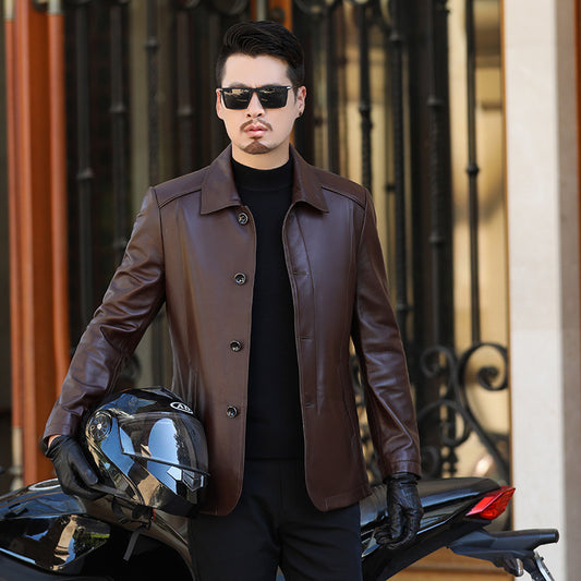 Veste en cuir d'agneau véritable pour homme