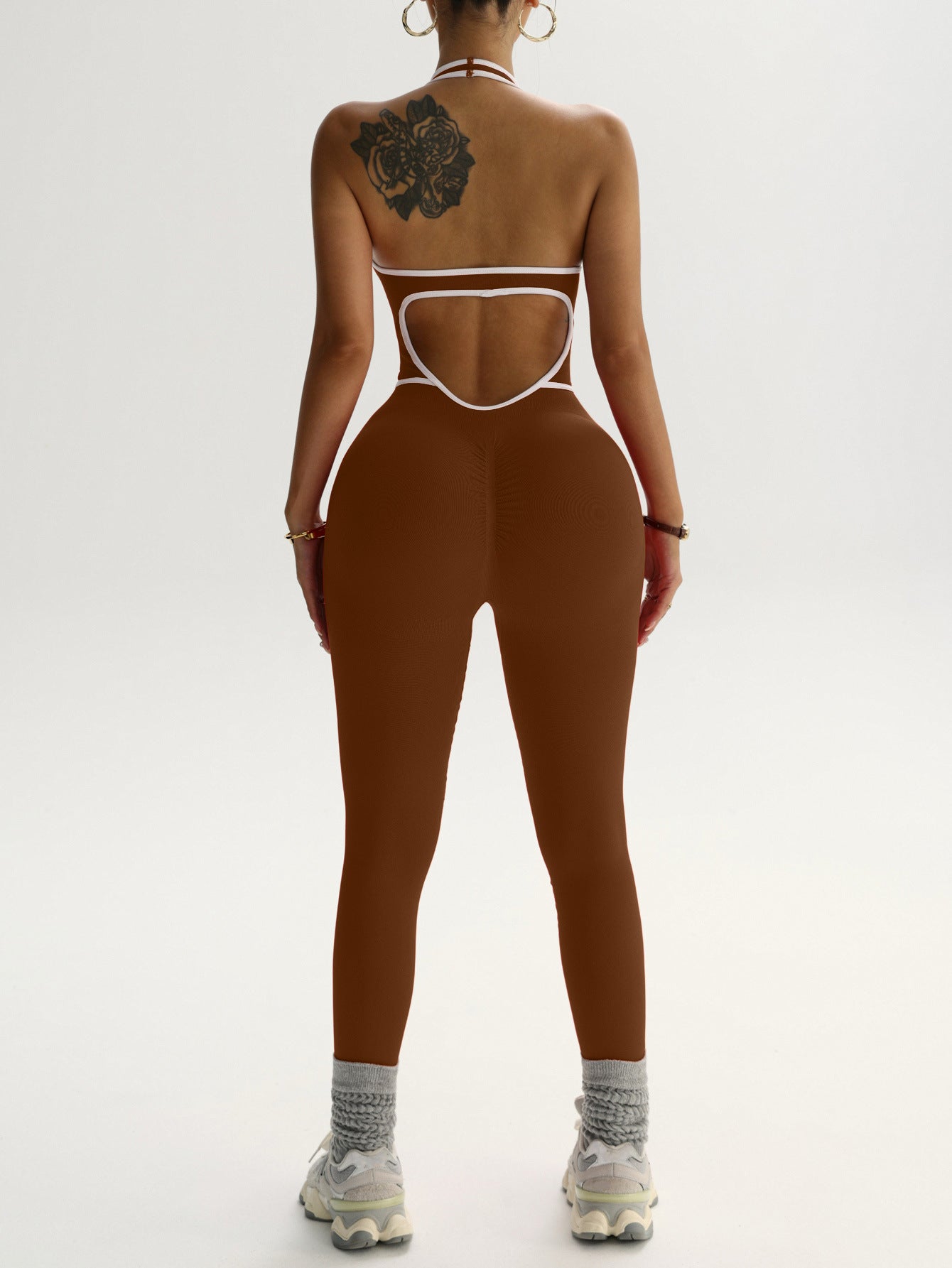Combinaison de yoga taille haute pour femmes avec bloc de couleurs