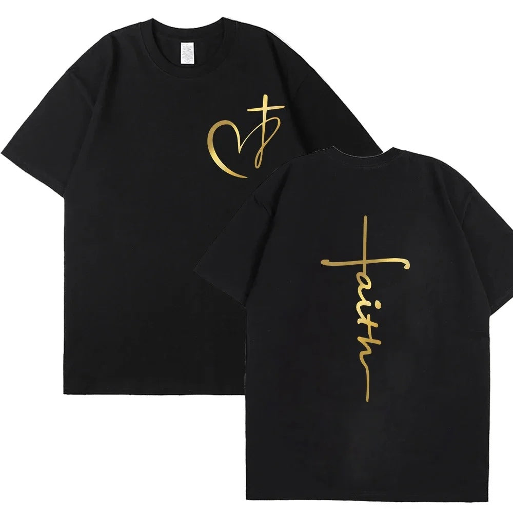 T-shirt en coton pour femmes avec imprimé cœur
