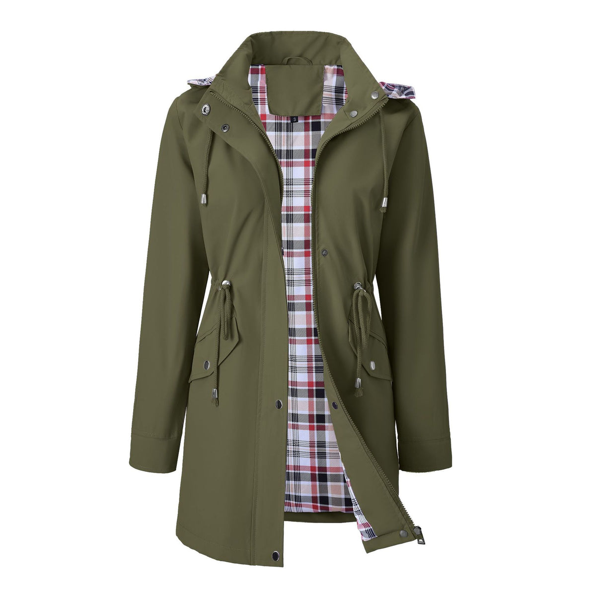 Trench-coat à capuche pour femme, imperméable et coupe-vent