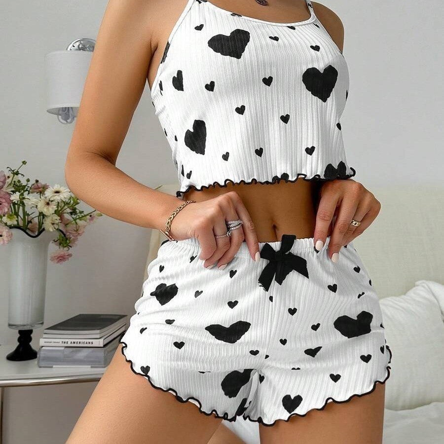 Ensemble de nuit short et camisole côtelés
