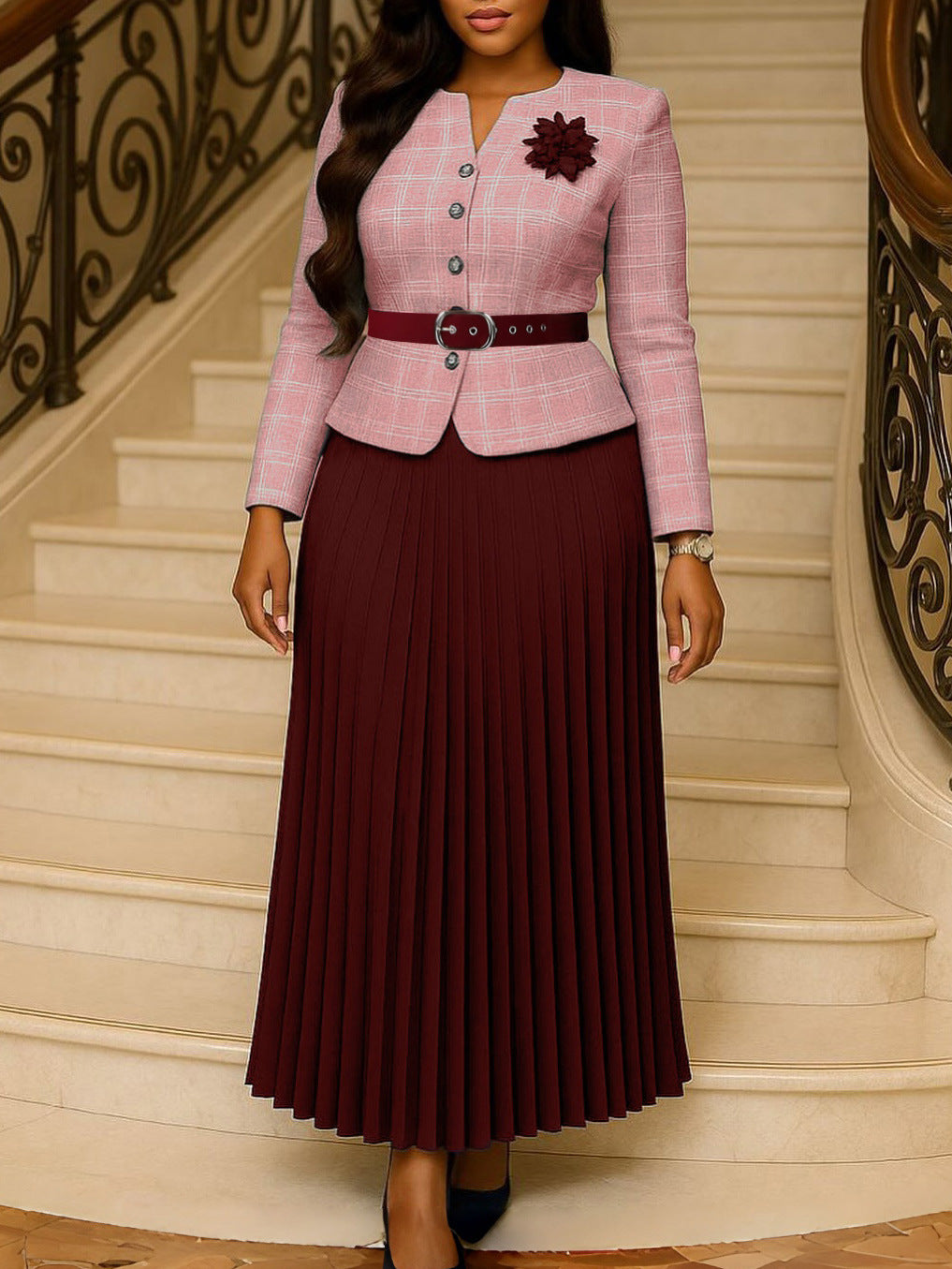 Habit :Ensemble veste et jupe élégant pour femme