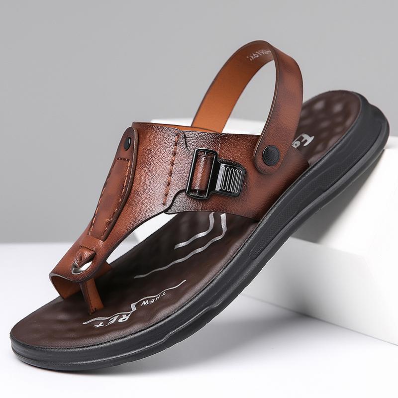 Sandales à boucle en cuir véritable