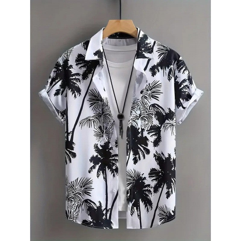 Chemise Homme Imprimée à Manches Courtes et Coupe Large