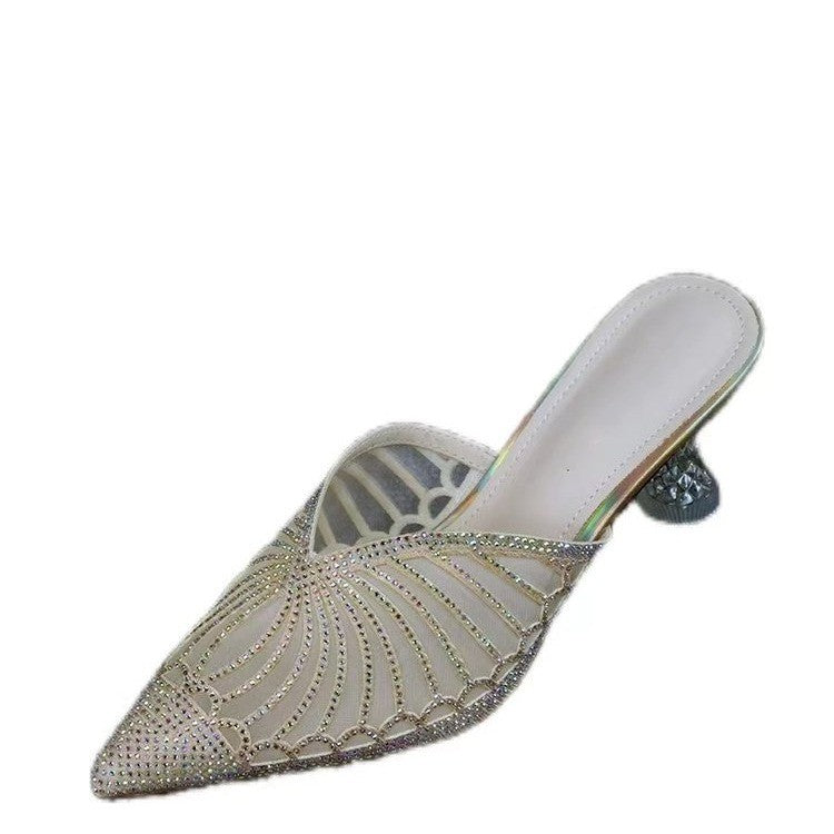 Chaussures: Sandales à talons aiguilles en cristal pour femmes