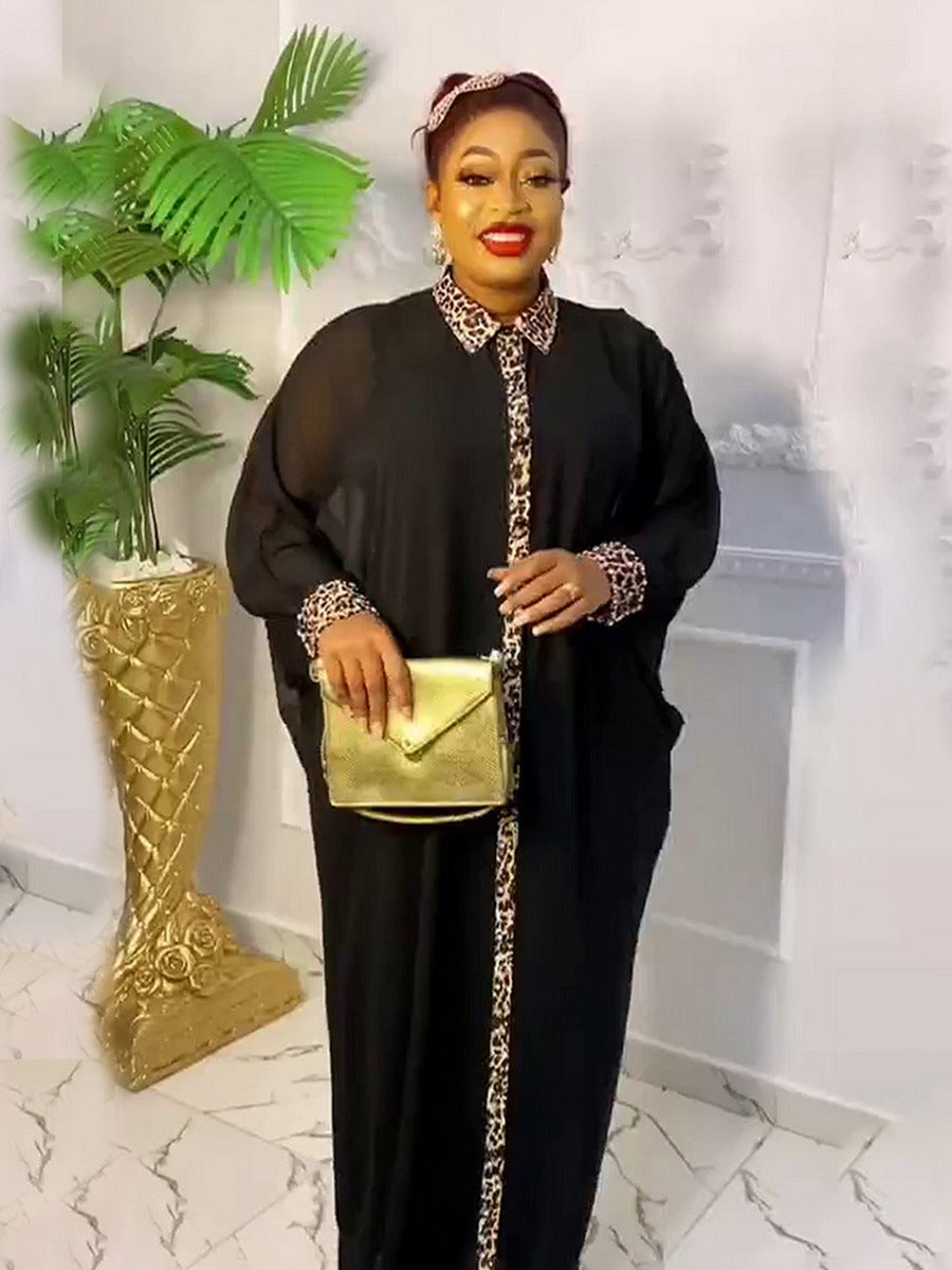 Robe ample à imprimé léopard et strass
