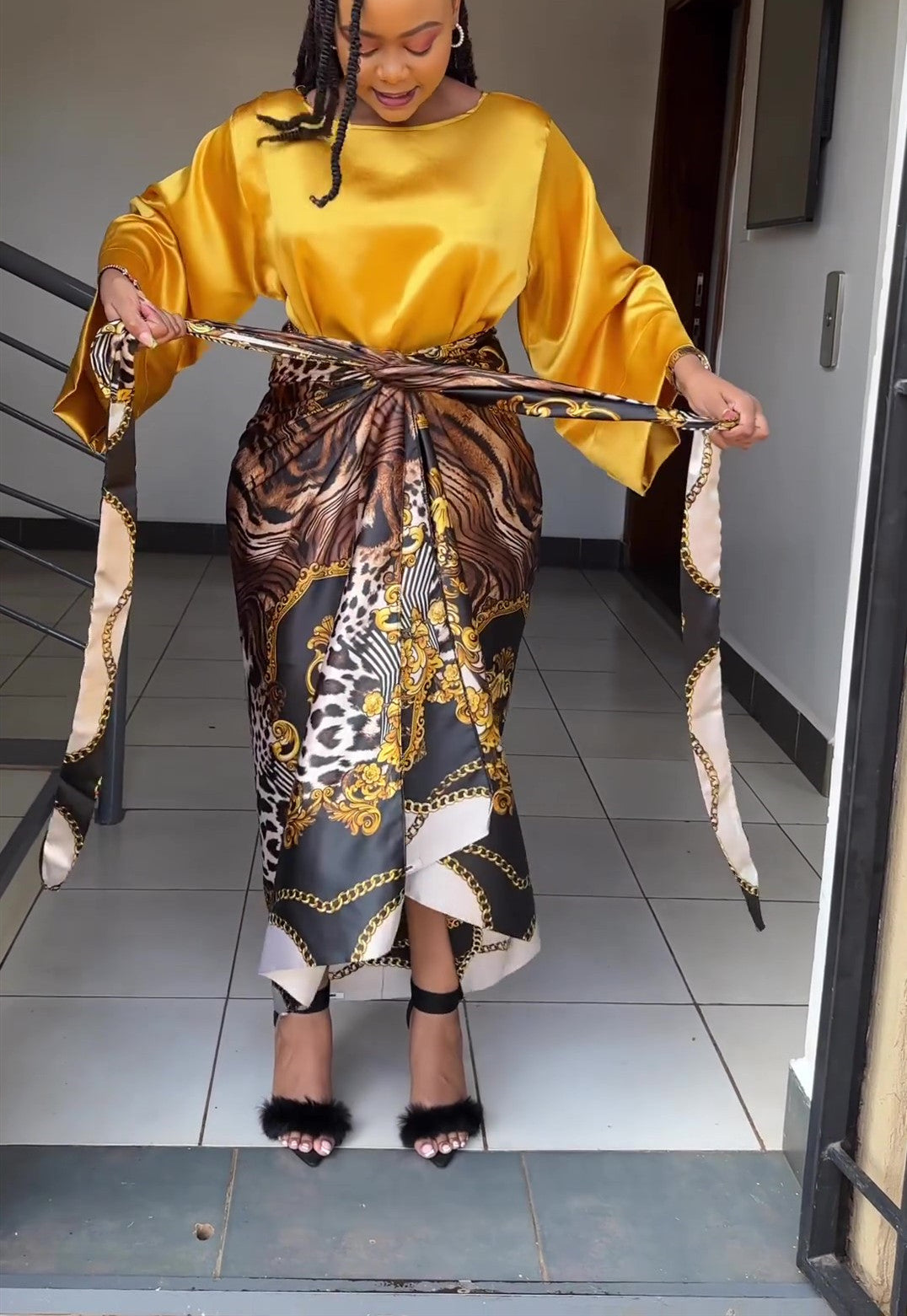 Robe à bretelles imprimées tendance