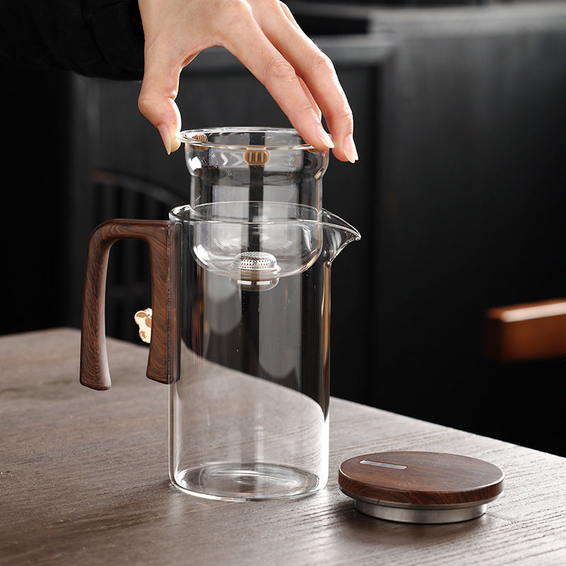 Théière en verre à séparation magnétique