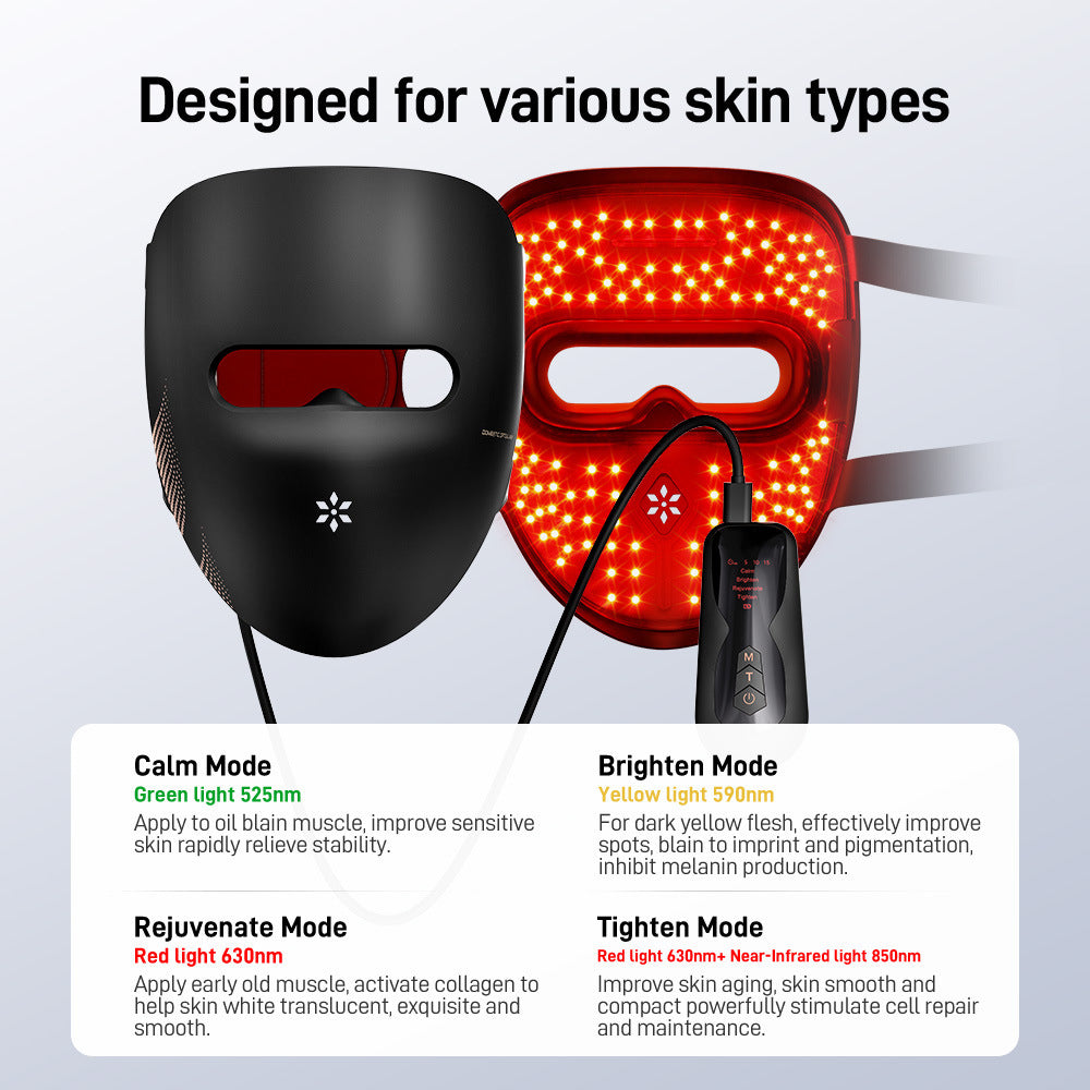 Masque facial LED de thérapie par photons avec soin du cou