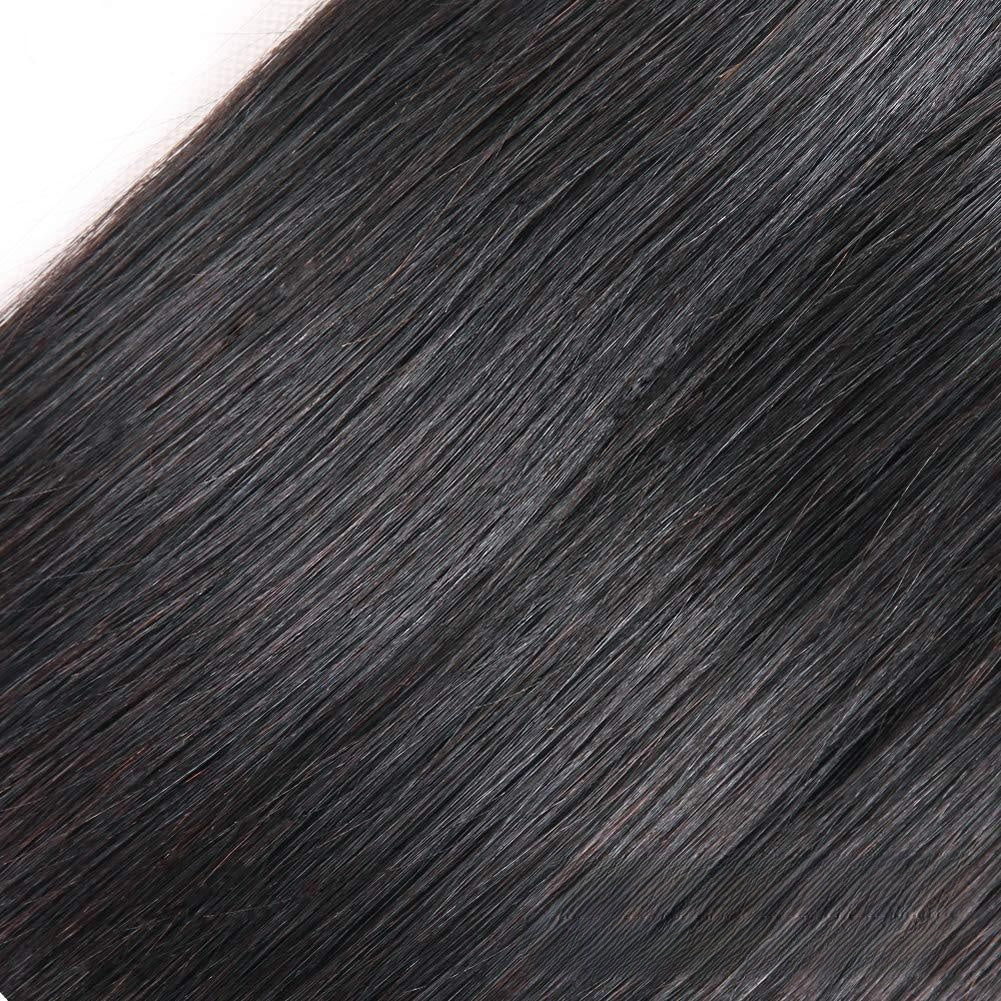 Perruque en cheveux humains lisses avec mèches de vrais cheveux