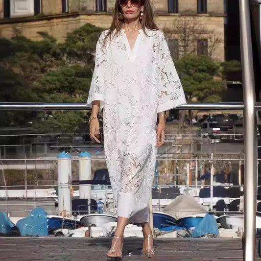 Ensemble de robe deux pièces en dentelle à col en V