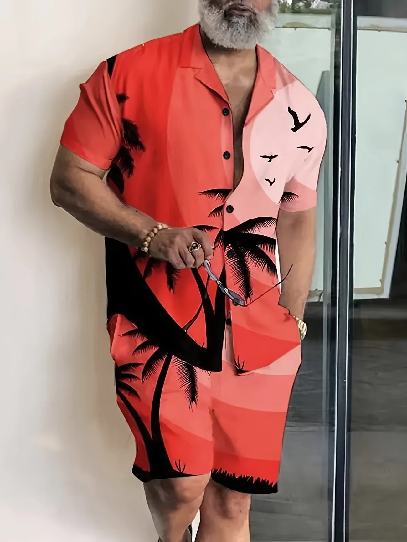 Chemise hawaïenne décontractée à manches courtes pour homme