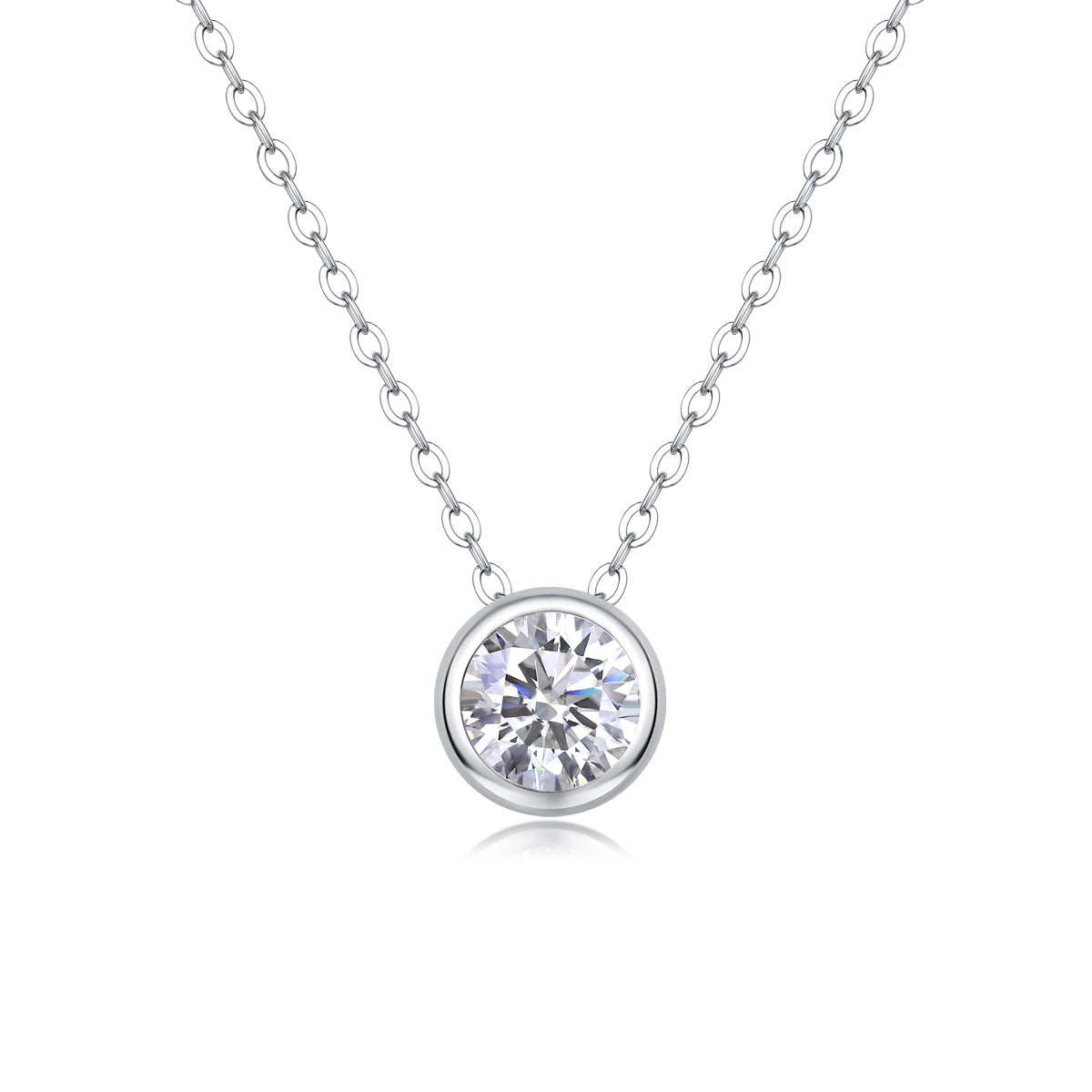 Collier pendentif géométrique en moissanite et argent sterling