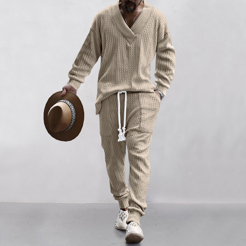 Costume décontracté pour hommes en maille jacquard
