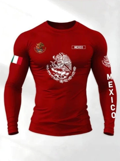 T-shirt homme manches longues à col rond avec impression numérique 3D