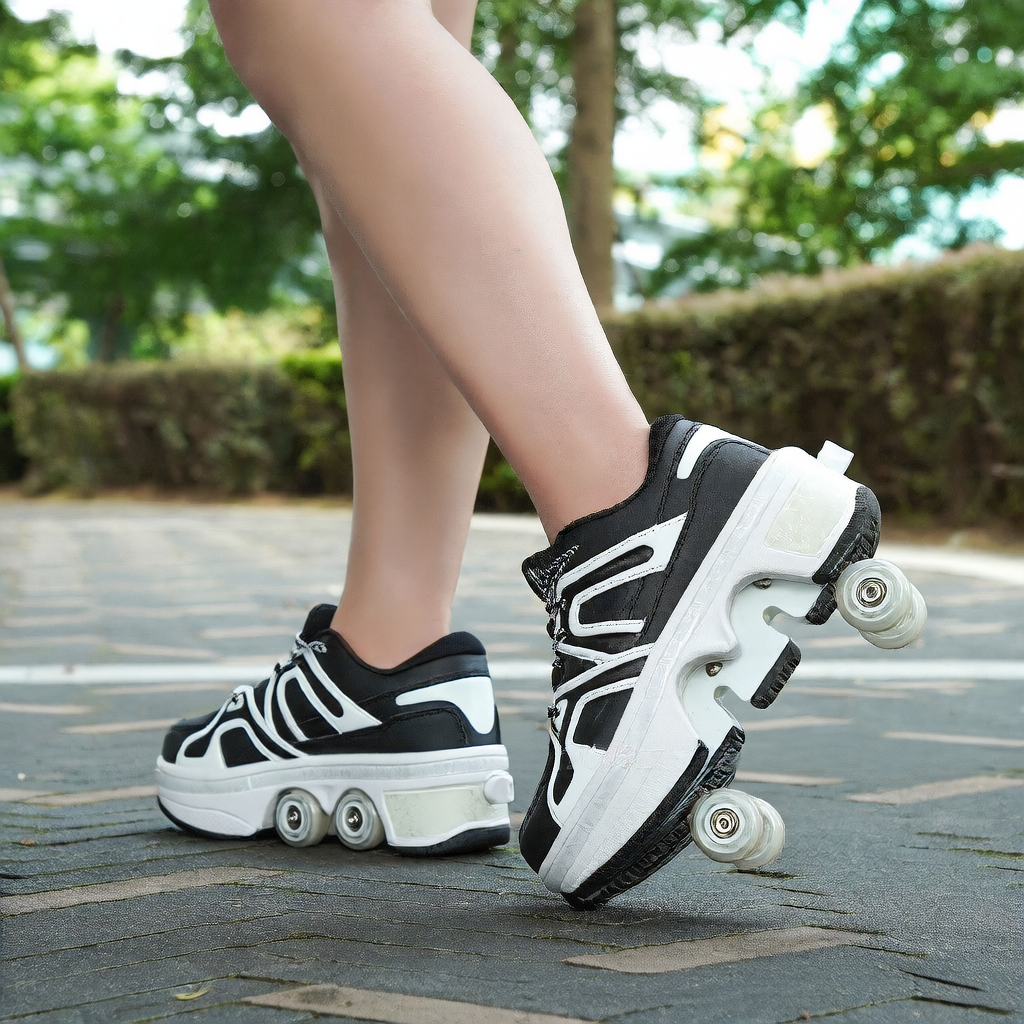 Chaussures de patin à roulettes transformables avec lumières LED