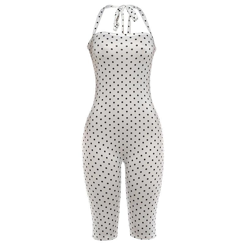 Combinaison sans manches à pois avec col halter