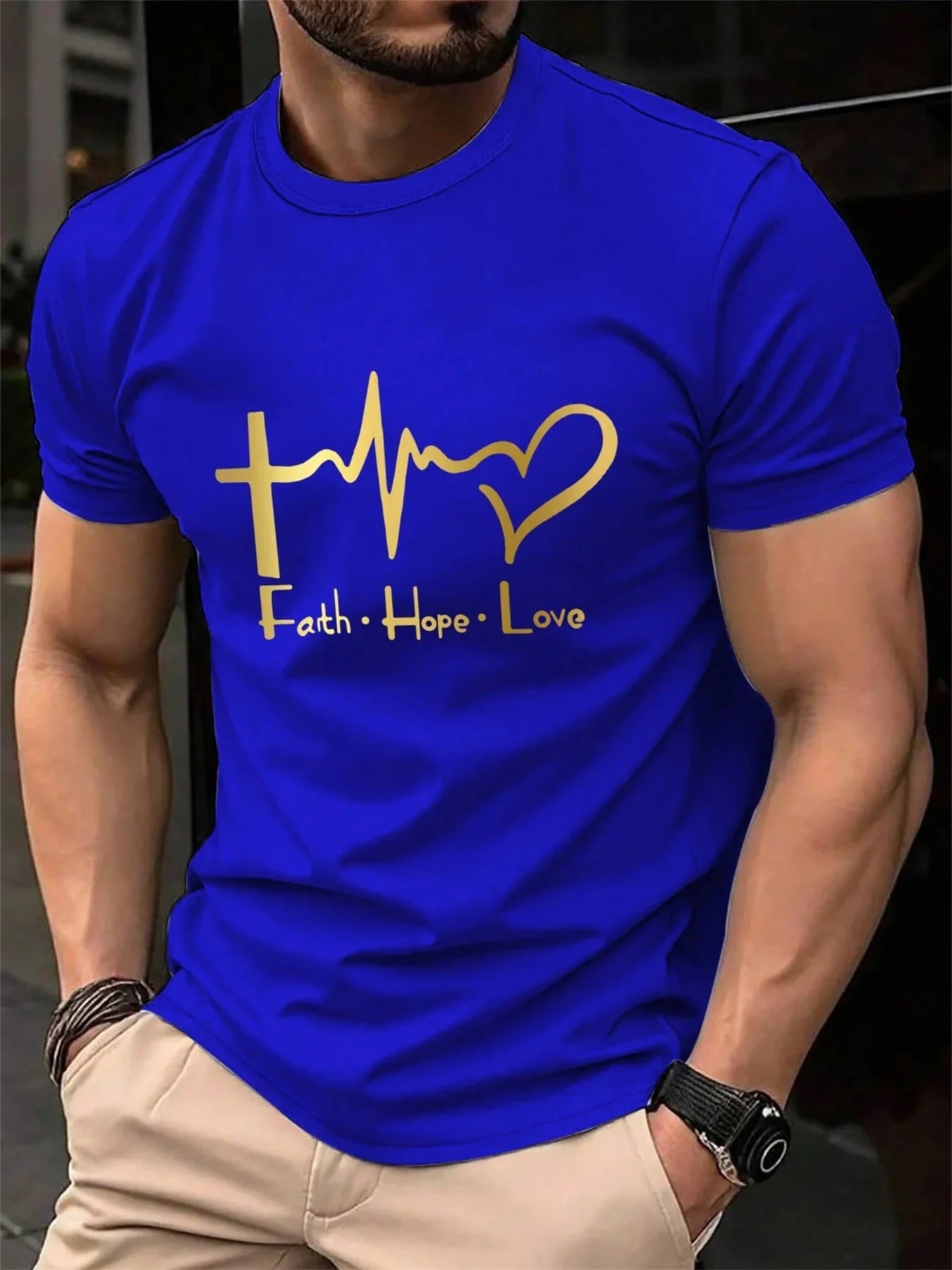 T-shirt homme en coton pur à manches courtes imprimé