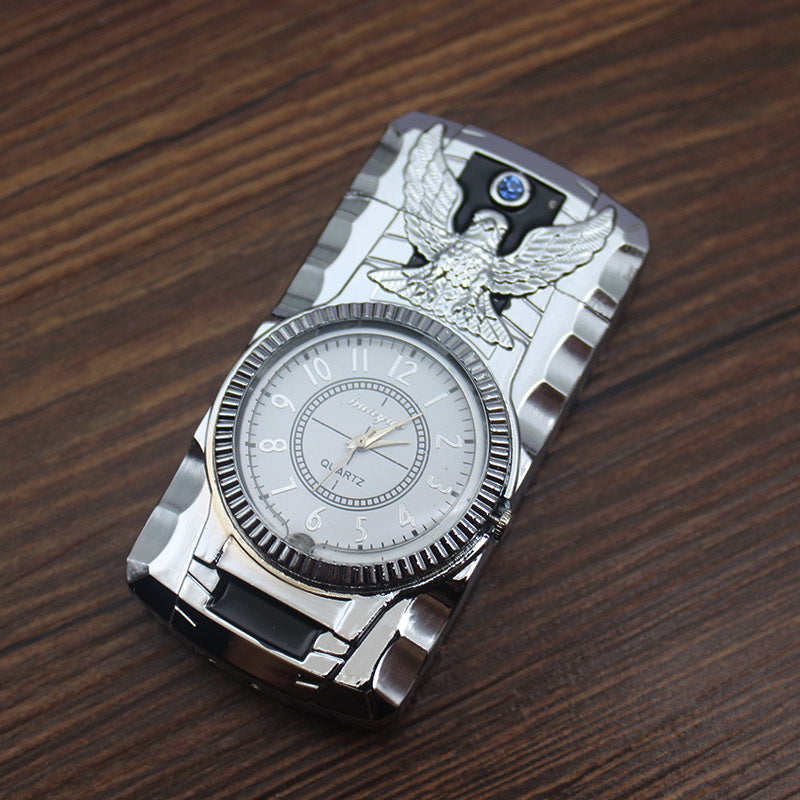 Briquet montre en métal créatif avec lumière LED