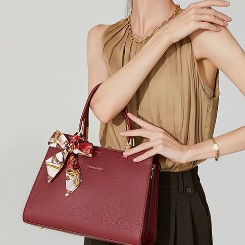 Sac à main Fuguiming en cuir PU magenta avec nœud papillon